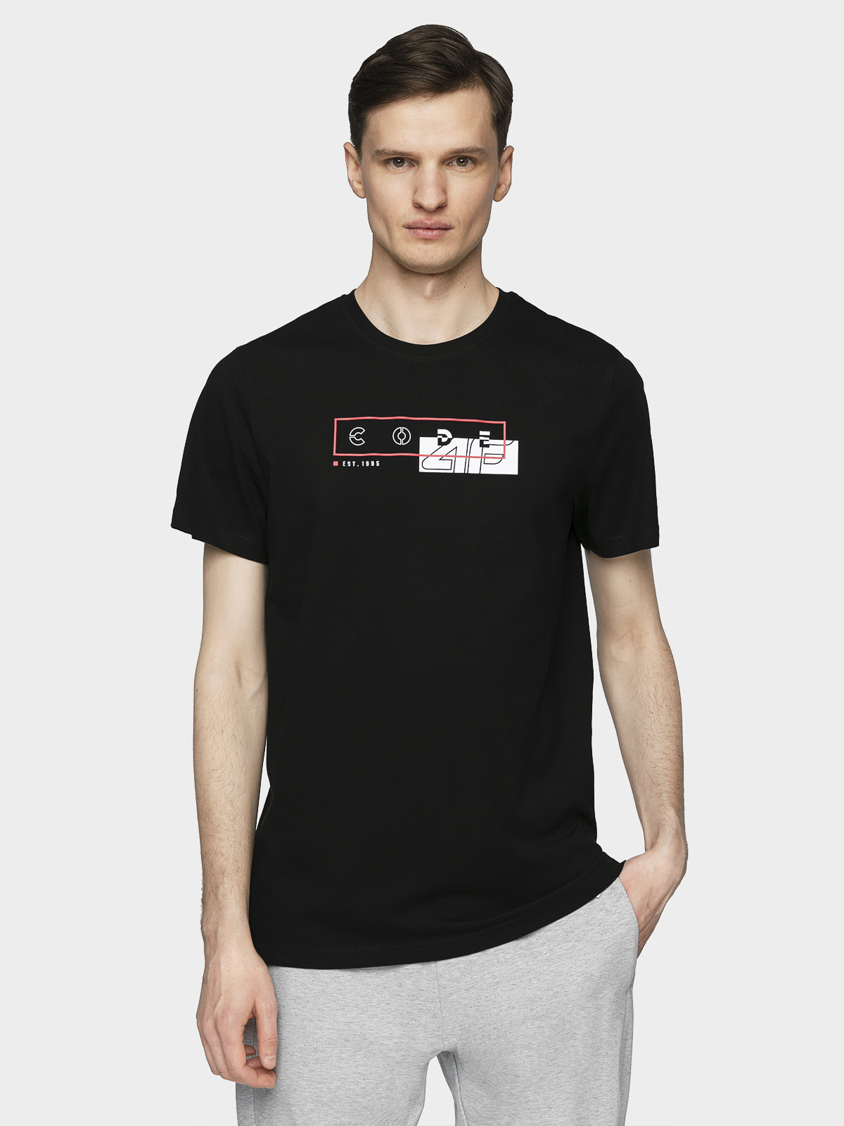 Levně 4F H4L21-TSM021 DEEP BLACK Pánské tričko