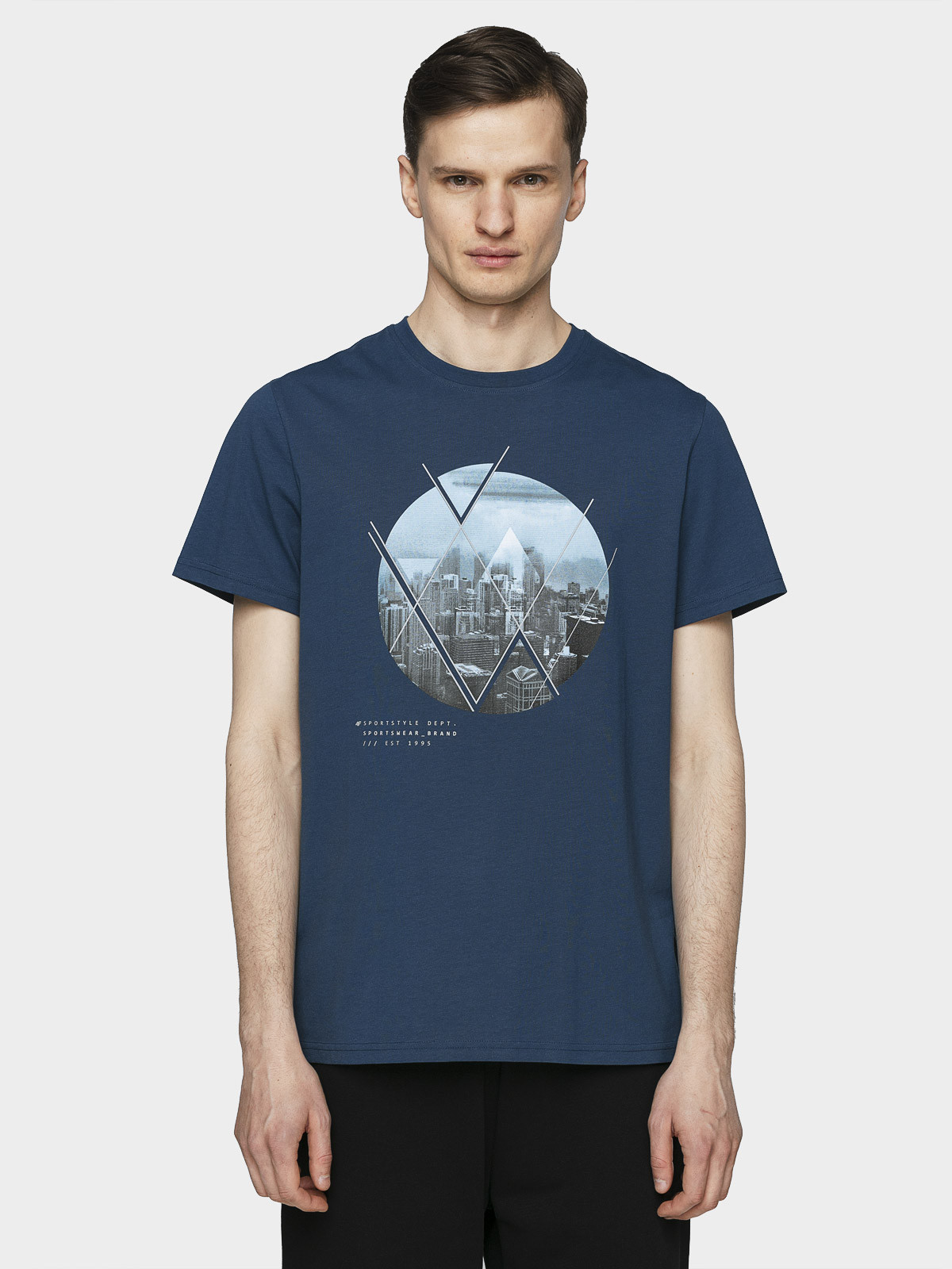Levně 4F H4L21-TSM023 DENIM Pánské tričko