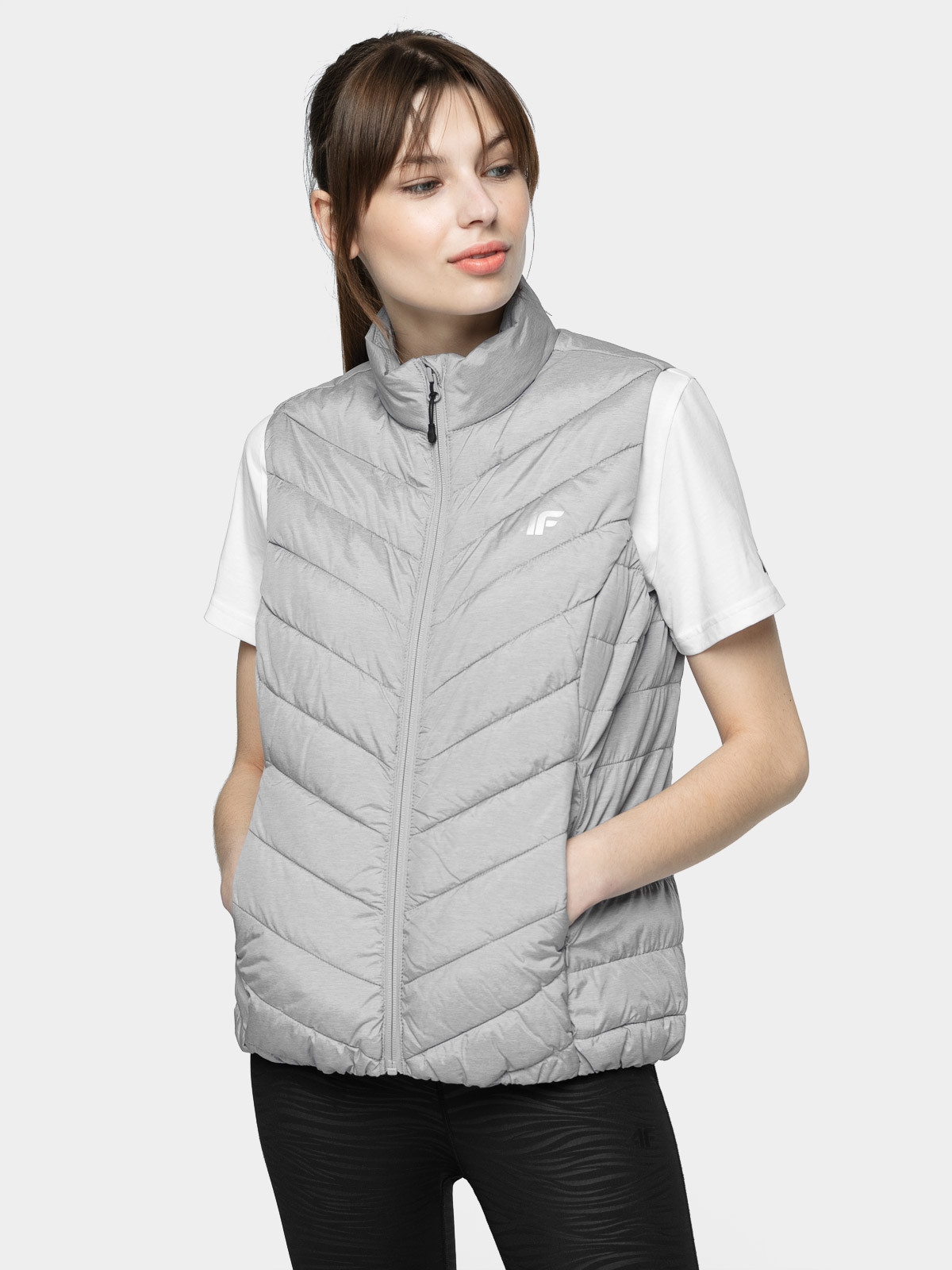 Levně 4F H4L21-KUDP001 COLD LIGHT GREY Dámská vesta