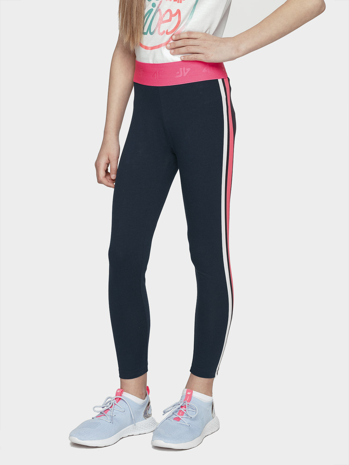 Levně 4F HJL21-JLEG004 NAVY Dětské legíny