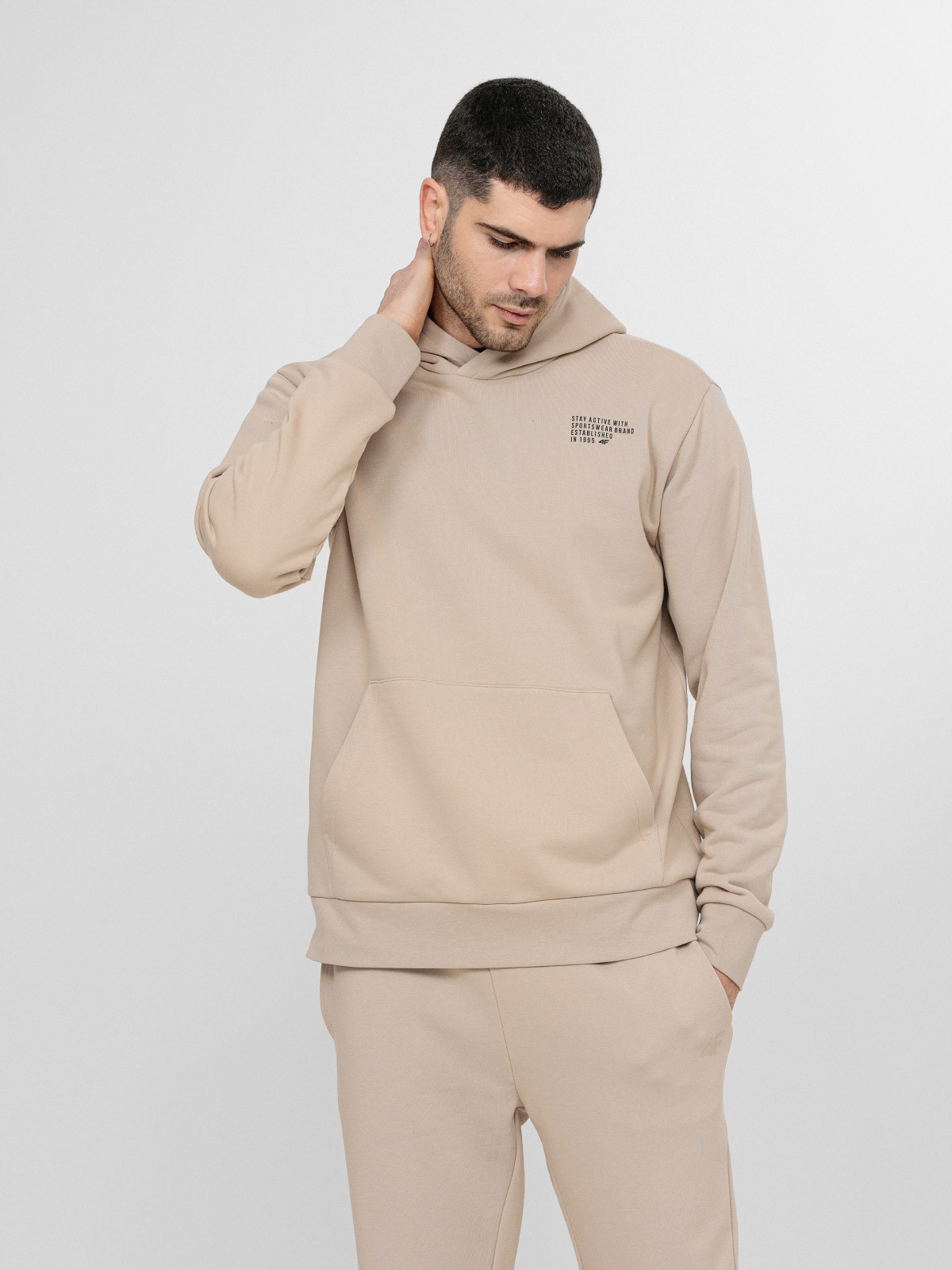 Levně 4F H4L22-BLM022 BEIGE Pánská mikina