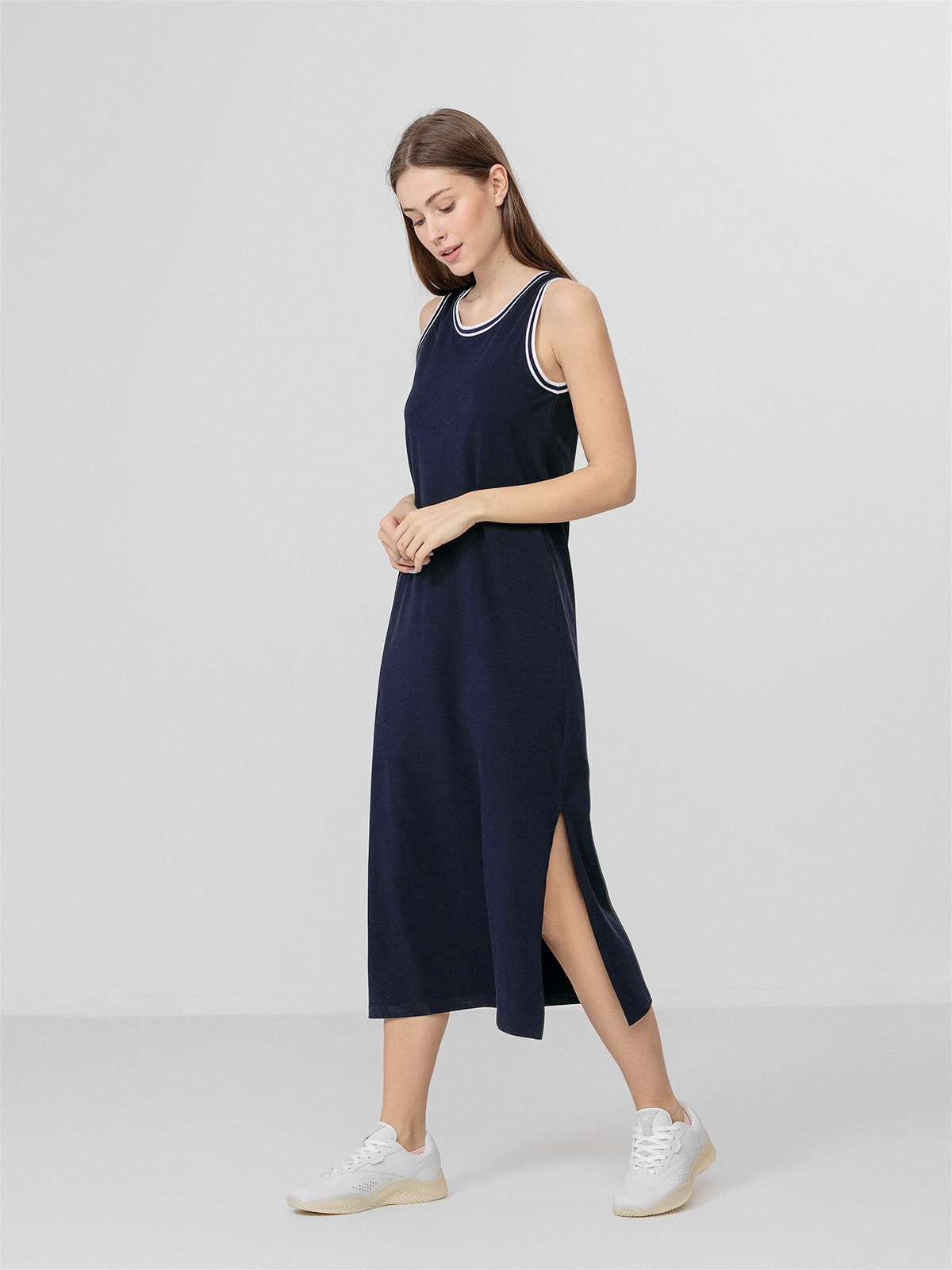 Levně 4F H4L22-SUDD014 NAVY Dámské šaty
