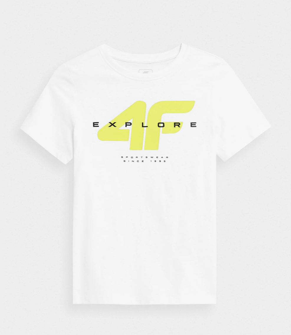 Levně 4F 4FJSS23TTSHM290 WHITE Dětské tričko